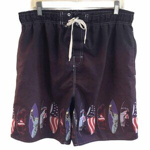 OTB One Tough Brand Mens Swim Trunks Board Shorts Size Large Maroon Lined